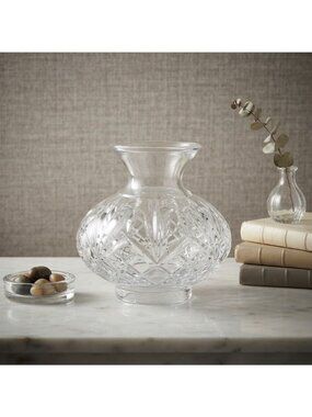 Vintage European Pinwheel Cut Crystal Hurricane Lamp Shade Replacement Globe